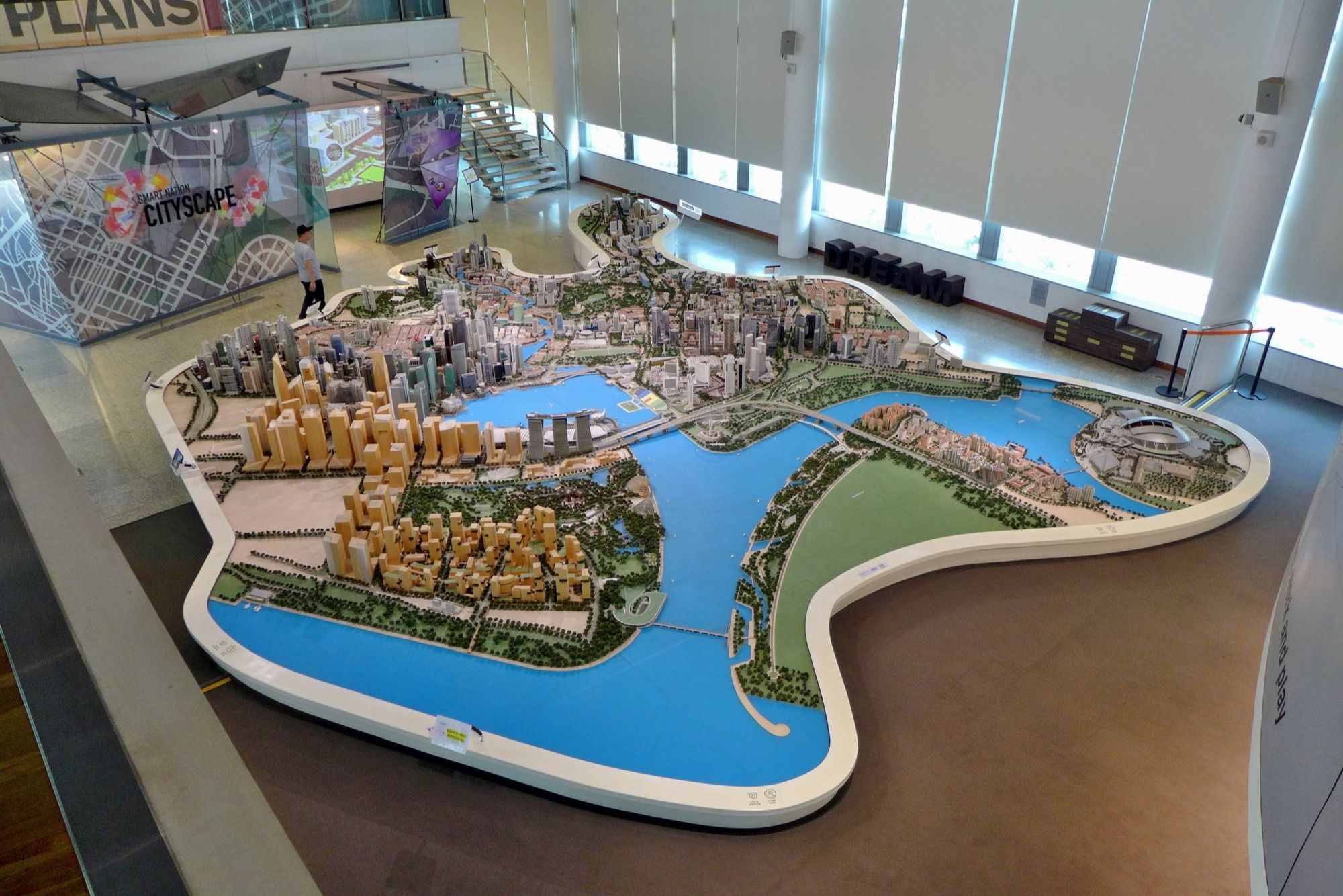 Large urban scale model of Singapore displayed in the Singapore City Gallery exhibition hall